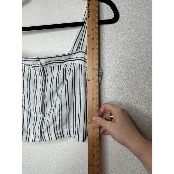 Brandy Melville Astrid White & Black Stripe Button Down Crop Top - Picture 5 of 11